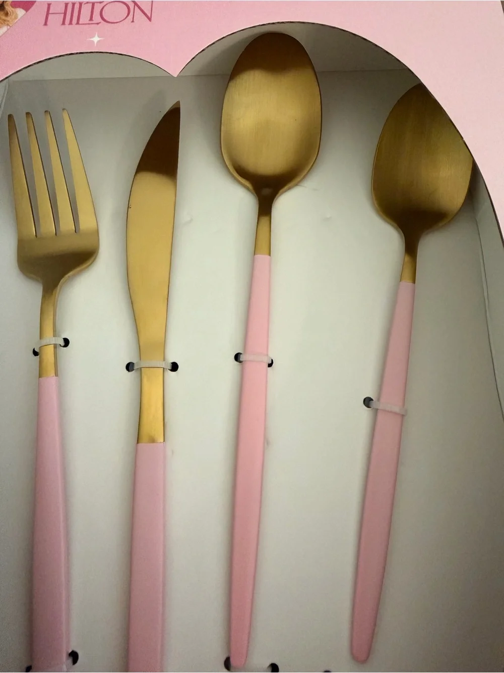 Paris Hilton Pink & Gold 16-Piece Flatware Set New